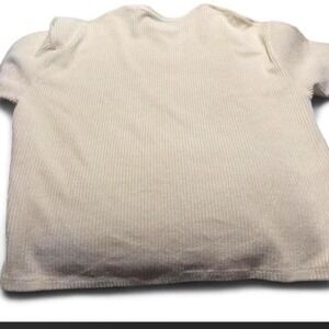YoungLA Ribbed Knit Baby Tee Cream White Short Sleeve Fitted Shirt Large